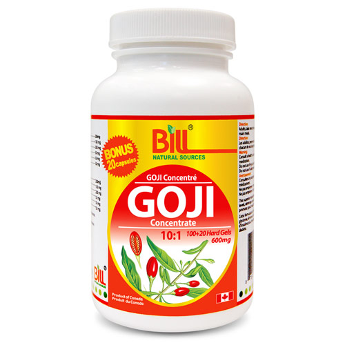 Goji 10:1 Concentrate 600 mg, 120 Hard Gels, Bill Natural Sources
