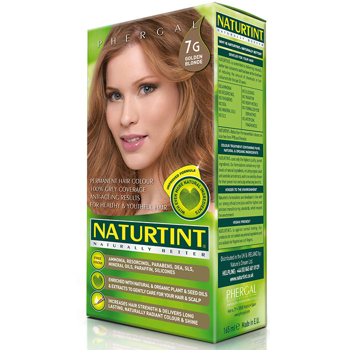 Permanent Hair Color, Golden Blonde (7G), 5.28 oz, Naturtint