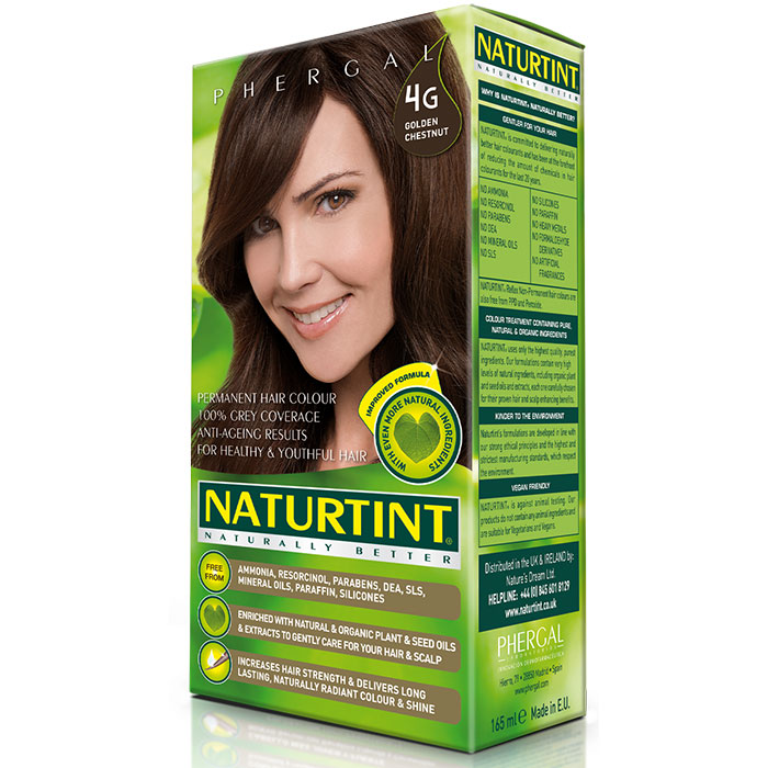 Permanent Hair Color, Golden Chestnut (4G), 5.6 oz, Naturtint