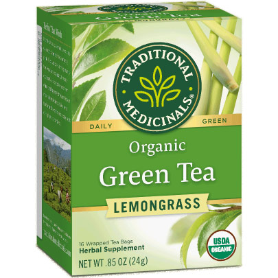 Organic Green Tea Lemongrass, 16 Tea Bags, Traditional Medicinals Teas