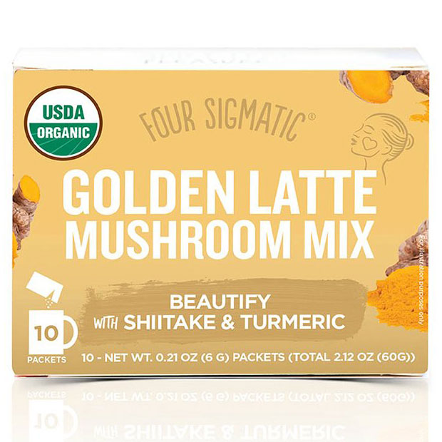 Golden Latte Mushroom Mix with Shiitake & Turmeric, 10 Packets, Four Sigmatic