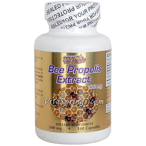 GoldVitamins Bee Propolis Extract 500 mg, 100 Capsules