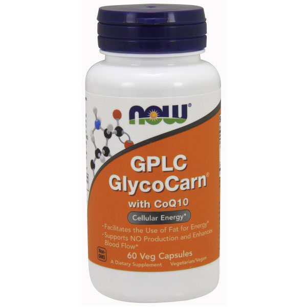 NOW Foods GPLC GlycoCarn Plus CoQ10, 60 Vcaps, NOW Foods