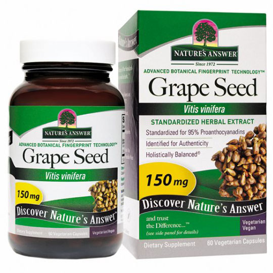 Grape Seed Extract Standardized, 60 Vegetarian Capsules, Natures Answer