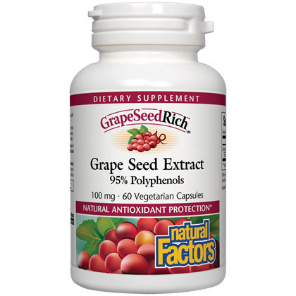 Grape Seed Rich 100 mg GrapeSeedRich, 120 Vegetarian Capsules, Natural Factors