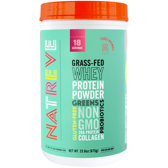 New Zealand Grass-Fed Whey Protein Powder, Fudge Brownie, 23.8 oz (675 g), Natreve