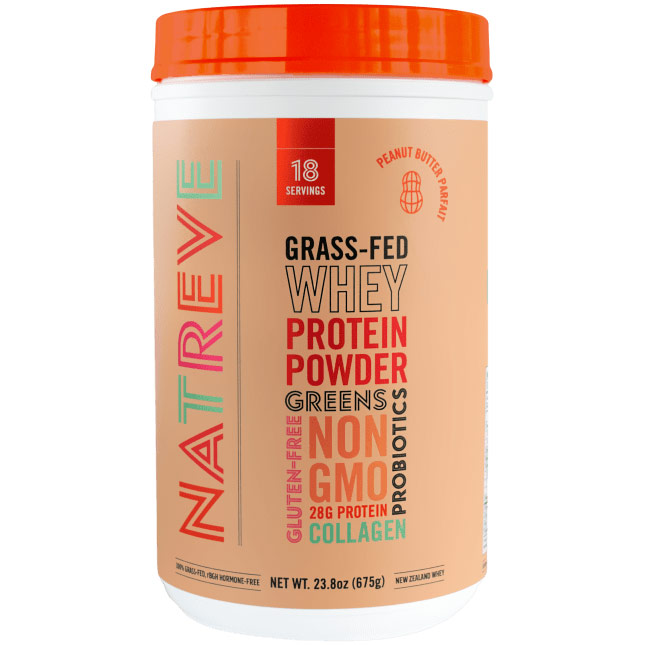 New Zealand Grass-Fed Whey Protein Powder, Peanut Butter Parfait, 23.8 oz (675 g), Natreve