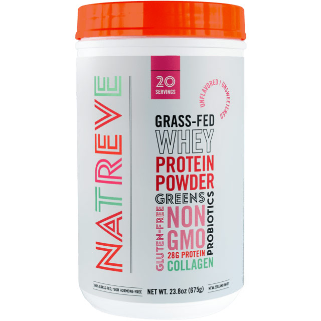 New Zealand Grass-Fed Whey Protein Powder, Unflavored/Unsweetened, 23.8 oz (675 g), Natreve