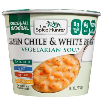 Green Chile & White Bean, Vegetarian Soup Bowl, 2.2 oz x 6 Cups, Spice Hunter