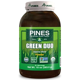 Green Duo Powder, Organic Wheatgrass & Alfalfa, 10 oz, Pines International