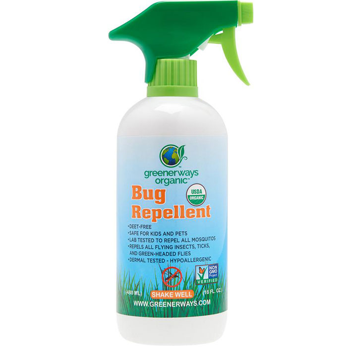 Greenerways Organic Bug Repellent, Natural Insect Repellent Bug Spray, 16 oz