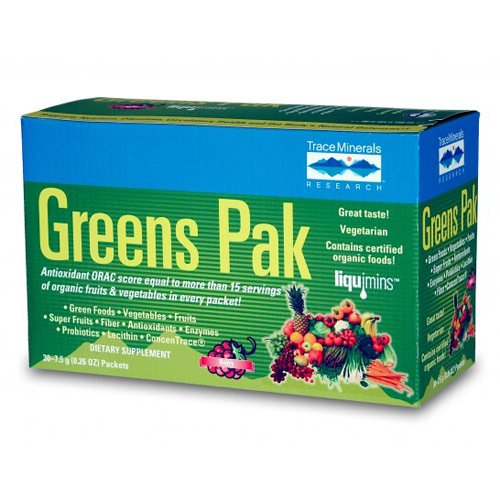 Trace Minerals Research Greens Pak (Phyto-Nutrient Powder), 30 Packets, Trace Minerals Research