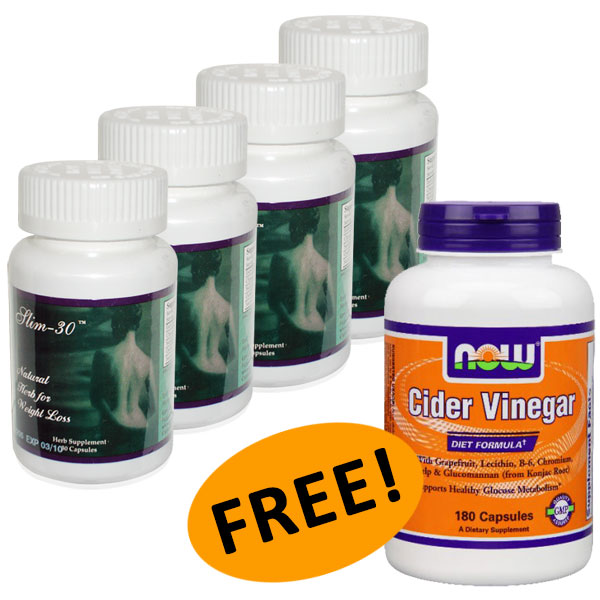 Special Deal: Greenvalley Slim-30 Four Bottles + One Free NOW Cider Vinegar Diet Formula