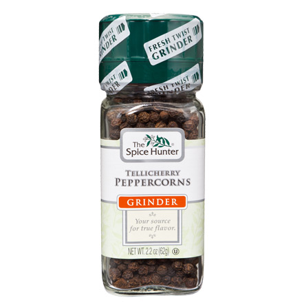 Grinder, Tellicherry Peppercorns, 2.2 oz x 6 Bottles, Spice Hunter