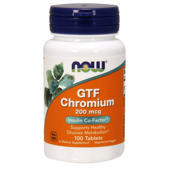 NOW Foods GTF Chromium 200 mcg Yeast Free, 100 Tablets, NOW Foods