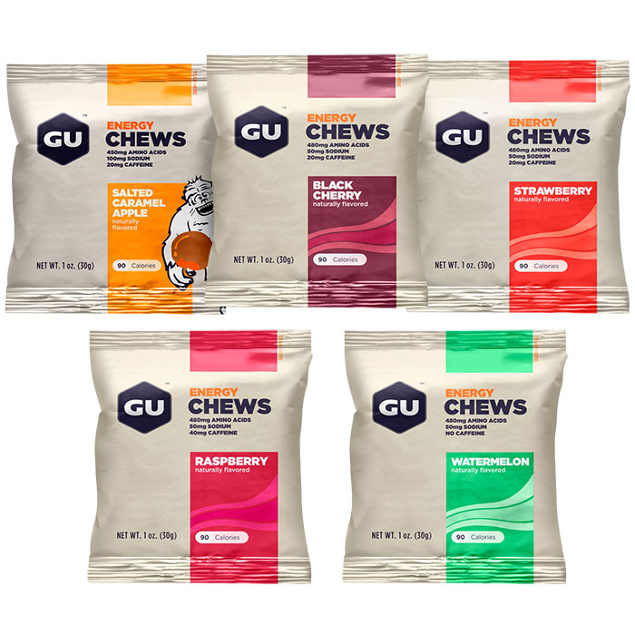 GU Energy Chews, Naturally Flavored, 24 Packets/Box