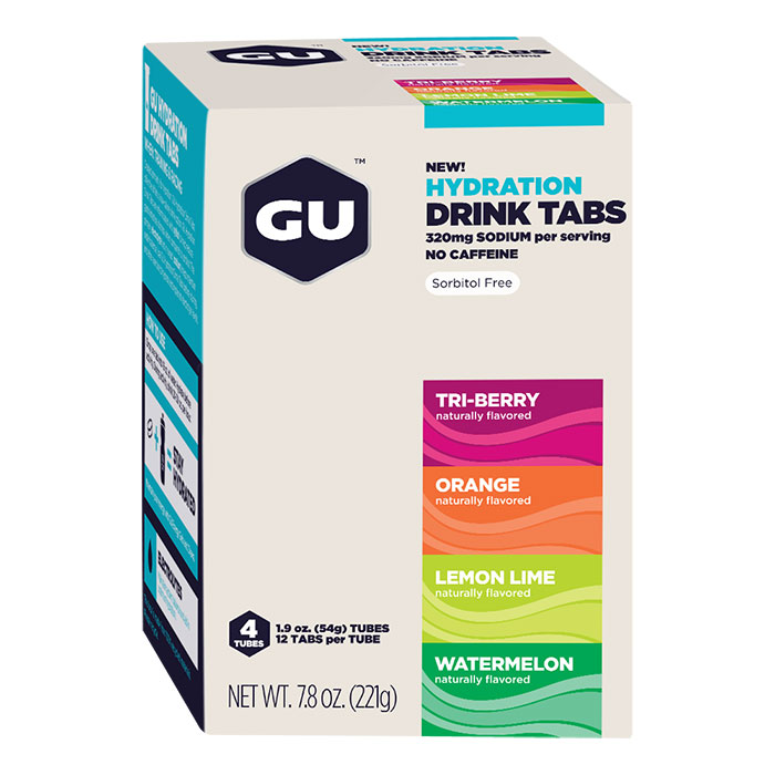 GU Hydration Drink Tabs Mixed Flavor Box, 12 Tablets x 4 Tubes
