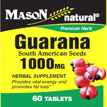 Mason Natural Guarana 1000 mg, 60 Tablets, Mason Natural