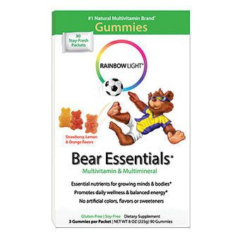 Rainbow Light Gummy Bear Essentials Multivitamin, Chewable Gummies, 30 Packets, Rainbow Light