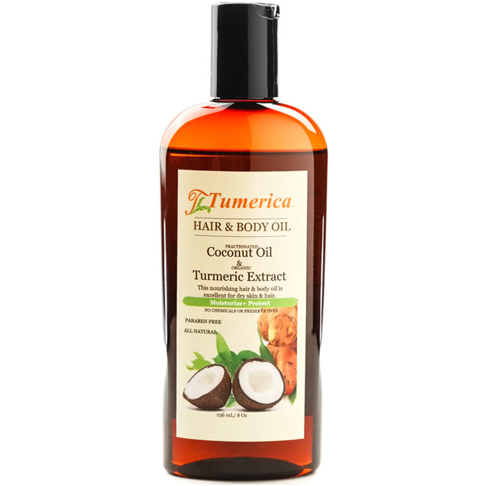 Hair & Body Oil, with Coconut Oil & Organic Turmeric Extract, 8 oz, Tumerica