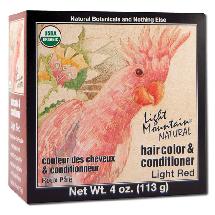 Natural Hair Color & Conditioner, Light Red, 4 oz, Light Mountain Henna