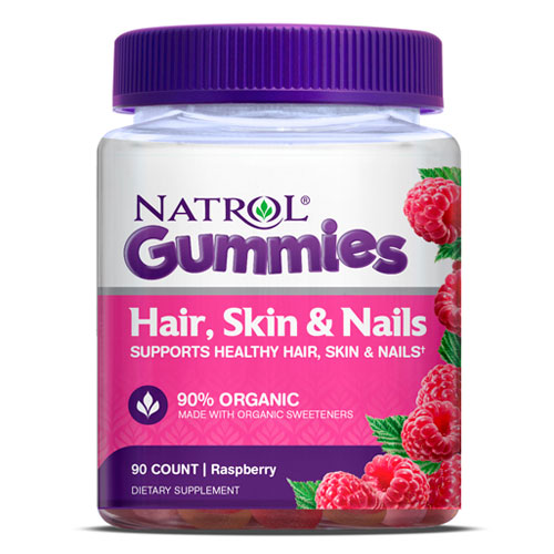 Hair, Skin & Nails Gummies Chewable Biotin - Raspberry Flavor, 90 Gummies, Natrol