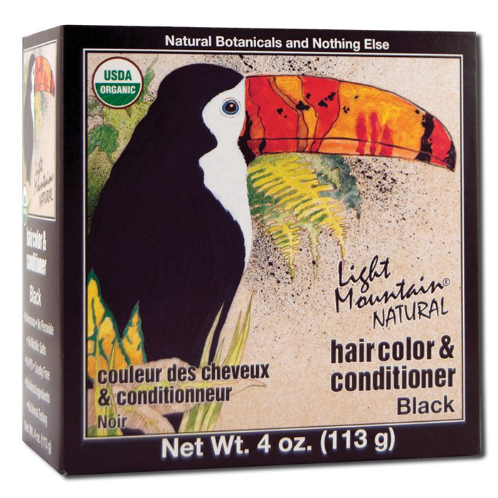 Natural Hair Color & Conditioner, Black, 4 oz, Light Mountain Henna