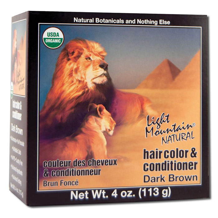 Natural Hair Color & Conditioner, Dark Brown, 4 oz, Light Mountain Henna