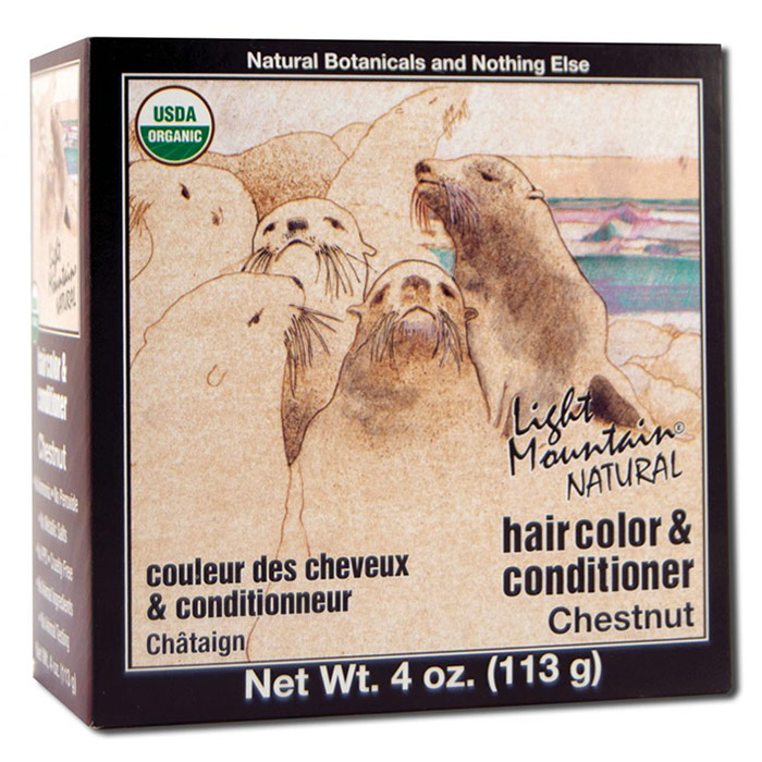 Natural Hair Color & Conditioner, Chestnut, 4 oz, Light Mountain Henna