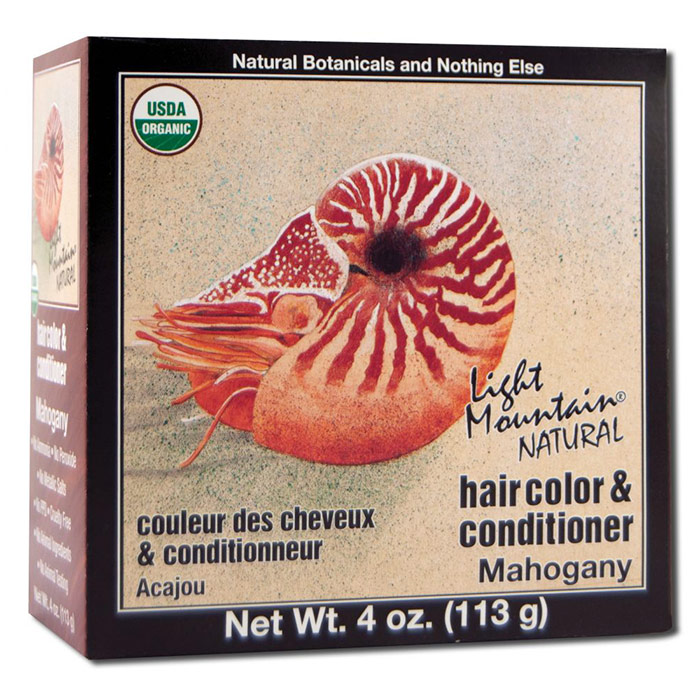 Natural Hair Color & Conditioner, Mahogany, 4 oz, Light Mountain Henna