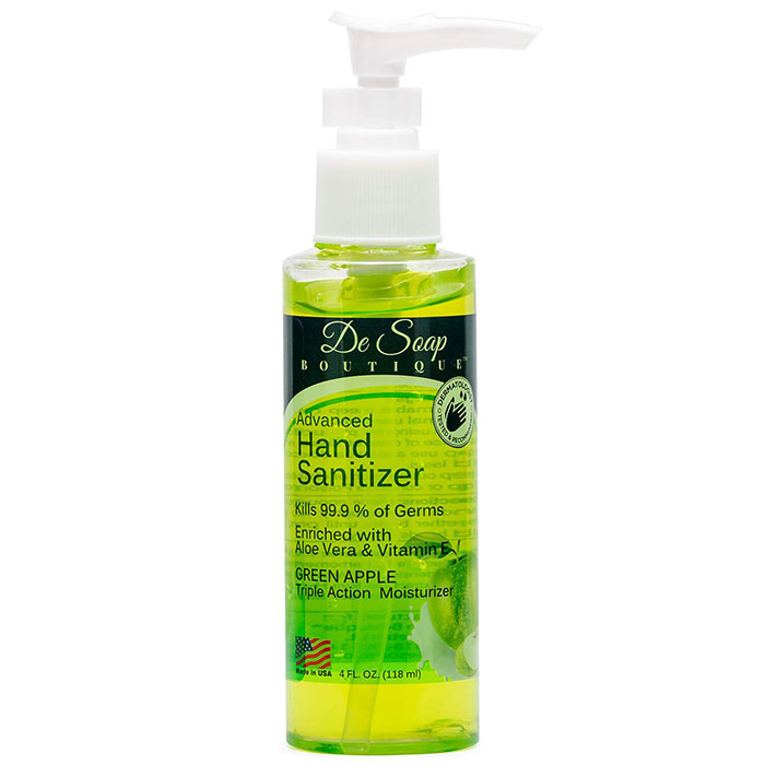 Advanced Hand Sanitizer - Green Apple, 4 oz (118 ml), De Soap Boutique
