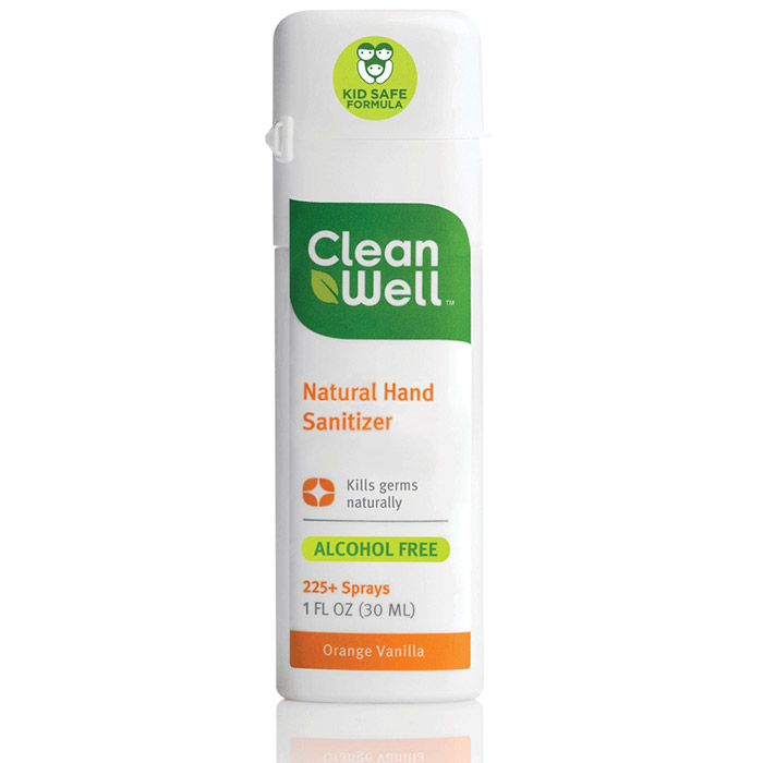 CleanWell All Natural Hand Sanitizer Spray, Orange Vanilla, 1 oz, CleanWell