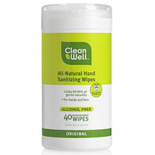 CleanWell All Natural Hand Sanitizing Wipes in Canister, Original, 40 Wipes, CleanWell