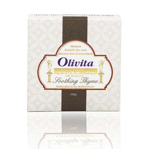 Olivita Handcrafted Virgin Olive Oil Artisan Bar Soap with the Essence of Thyme, 100 g, Olivita