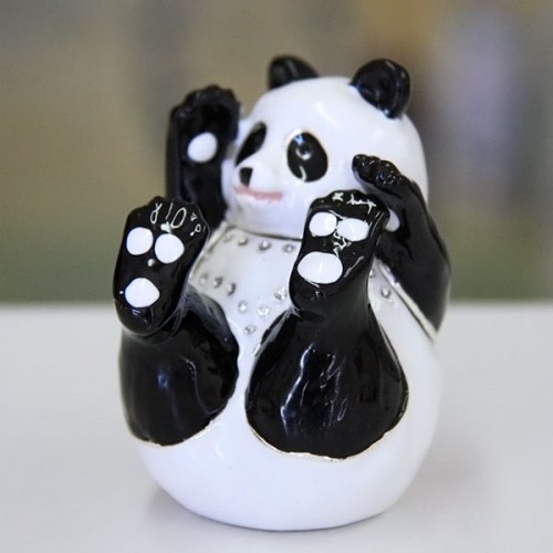 Happy Panda Gilt Jewelry Gift Box with Fine Crystals