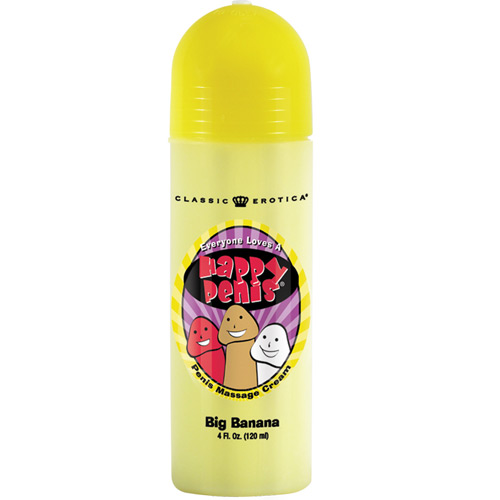 Classic Erotica Happy Penis Massage Cream, Big Banana, 4 oz, Classic Erotica