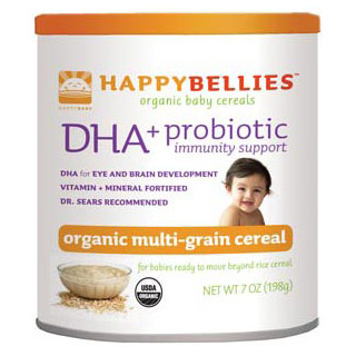 HappyBellies Organic Multigrain Cereal, with Probiotics & DHA, 7 oz x 6 Cans, HappyBaby (Happy Baby)