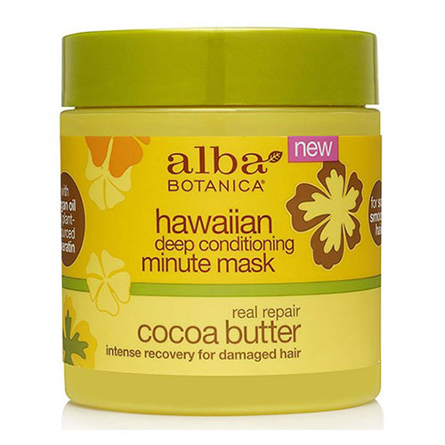 Hawaiian Deep Conditioning Minute Hair Mask, Real Repair Cocoa Butter, 5.5 oz, Alba Botanica