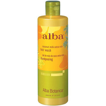 Hawaiian Hair Wash Coconut Milk Extra Rich Shampoo, 12 oz, Alba Botanica