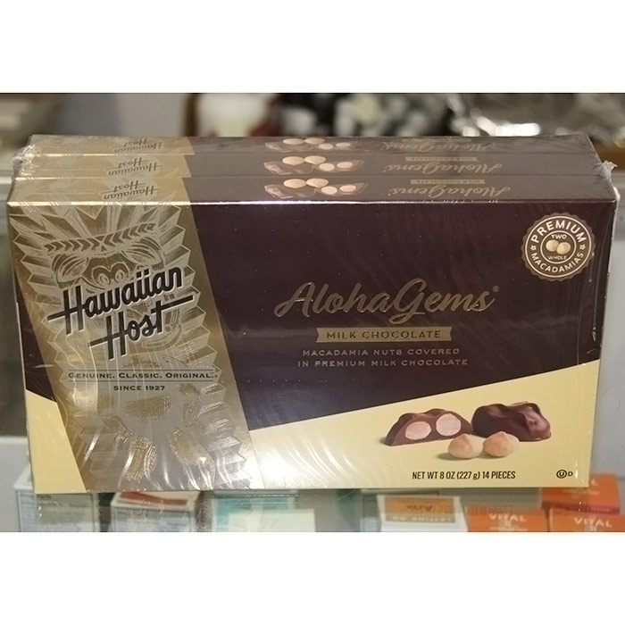 Hawaiian Host Aloha Gems, Macadamia Nuts Covered in Premium Milk Chocolate, 8 oz x 3 Boxes
