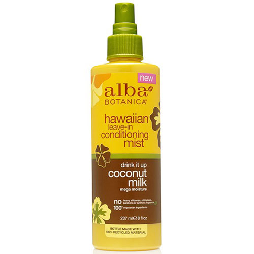 Hawaiian Leave-In Conditioning Mist, Drink It Up Coconut Milk, 8 oz, Alba Botanica