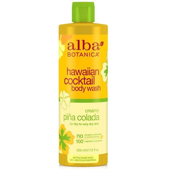 Hawaiian Cocktail Body Wash, Creamy Pina Colada, 12 oz, Alba Botanica
