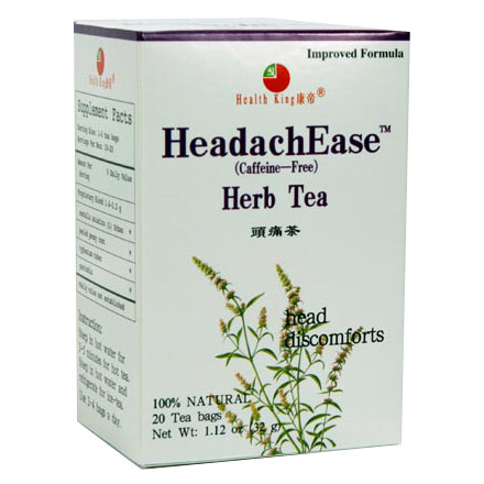 Health King Herbal Tea HeadachEase Herb Tea (Headach Ease), 20 Bags, Health King Herbal Tea