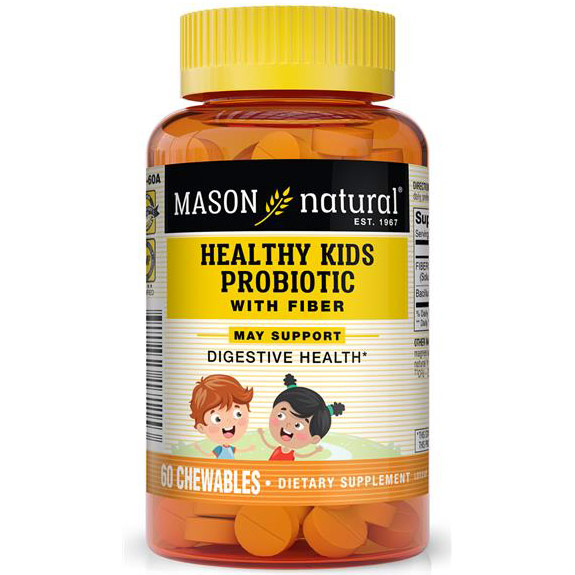 Healthy Kids Probiotic with Fiber, 60 Chewable Tablets, Mason Natural