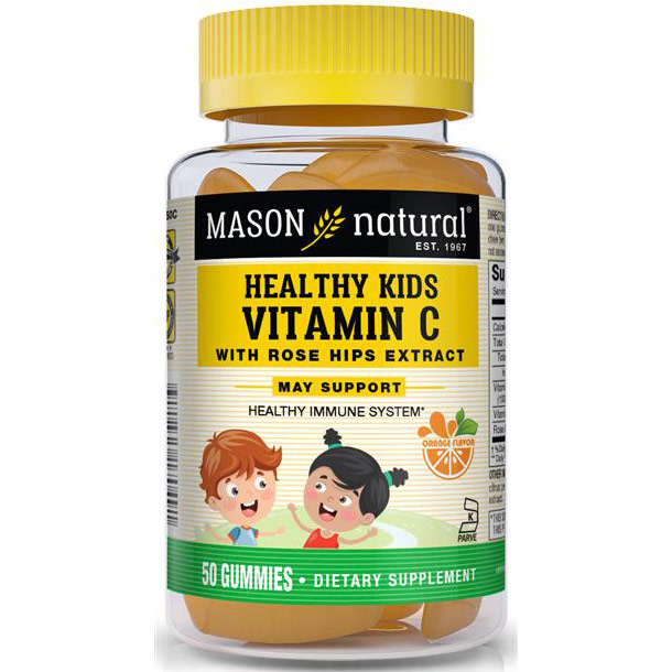 Healthy Kids Vitamin C with Rose Hips Extract, 50 Gummies, Mason Natural