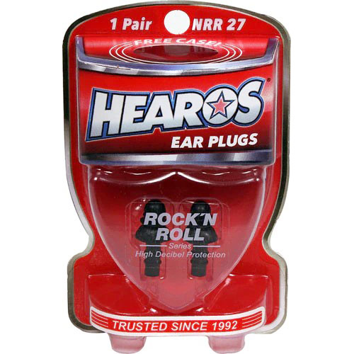 Hearos Ear Plugs Rock n Roll Series, 22 NRR Ear Filters, 1 Pair + Free Case