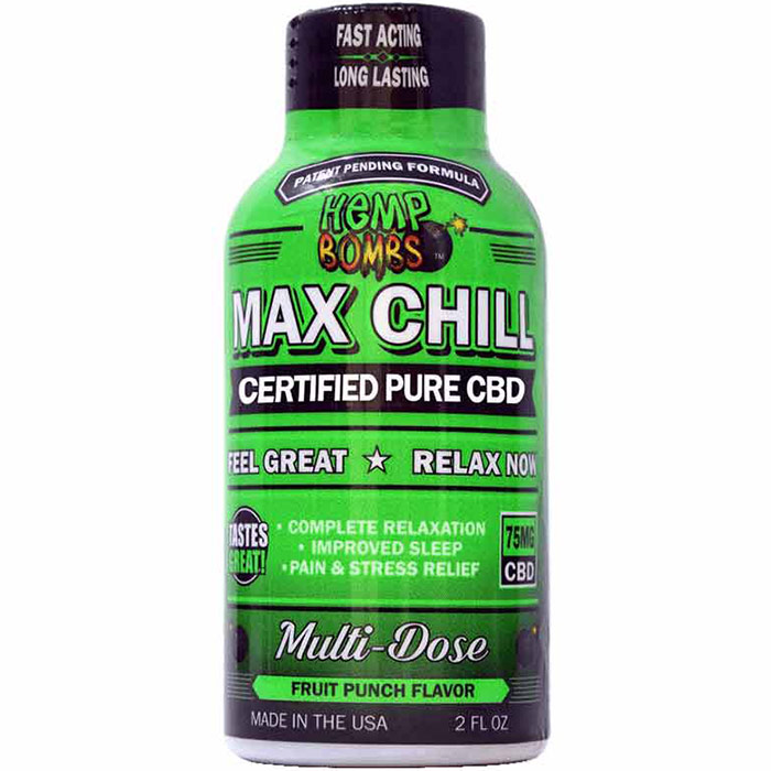 Hemp Bombs CBD Max Chill Relaxation Shot, Liquid Supplement, 2 oz