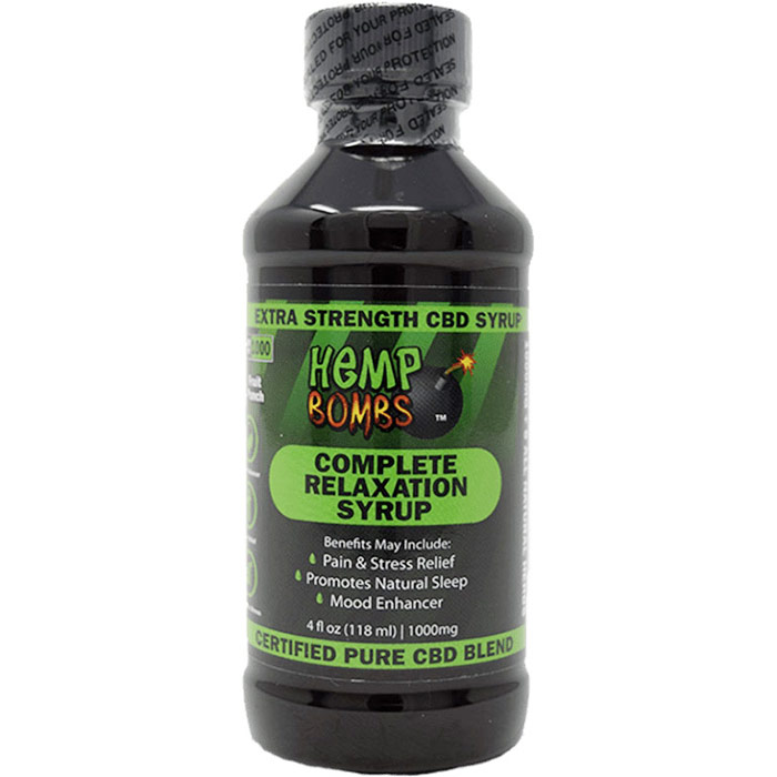 Hemp Bombs CBD Relaxation Syrup 1000 mg, Fruit Punch Flavor, 4 oz