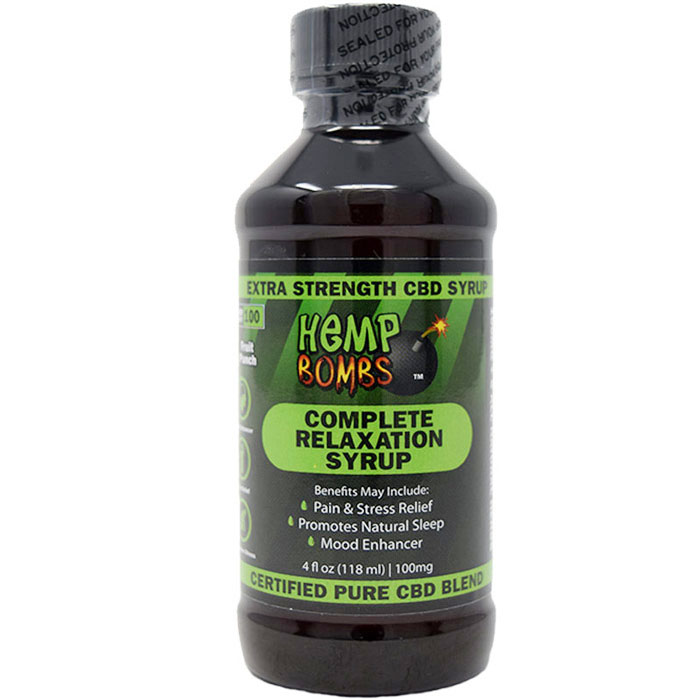 Hemp Bombs CBD Relaxation Syrup 100 mg, Fruit Punch Flavor, 4 oz