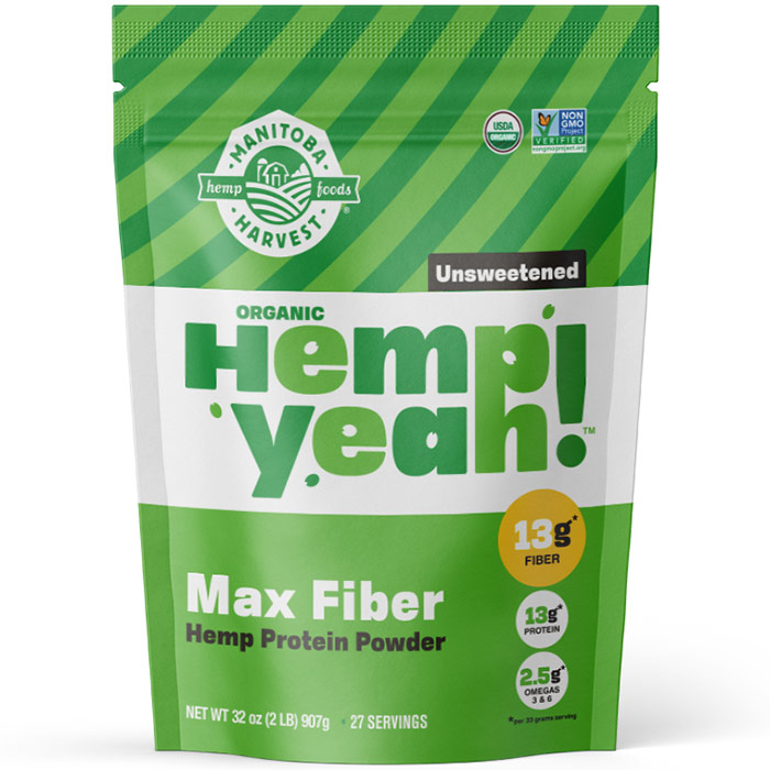 Hemp Yeah! Max Fiber Hemp Protein Powder, Organic, Unsweetened, 32 oz, Manitoba Harvest Hemp Foods